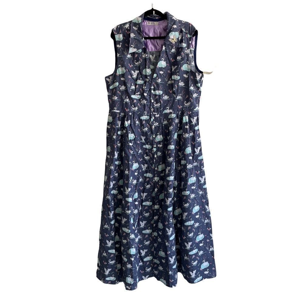 Vintage Retro material Navy Maxi Dress new With Tags.